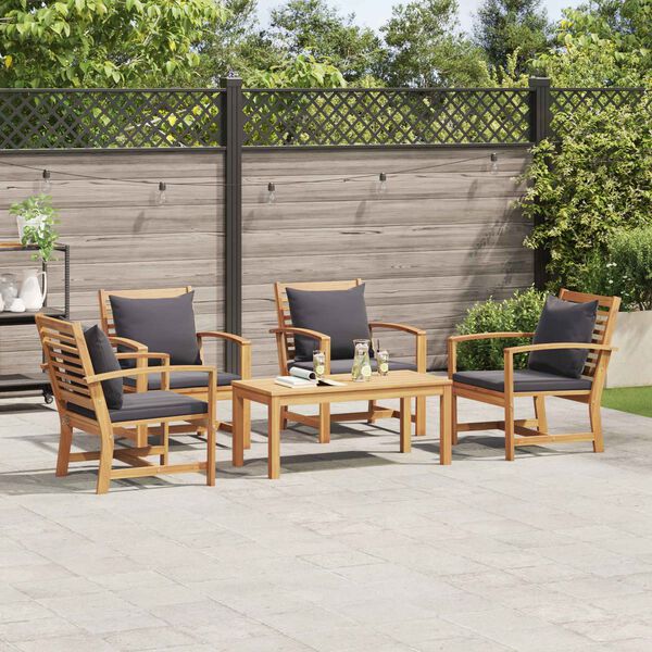 vidaXL Ensemble de canap&eacute; de jardin 5 pcs Naturel Bois de teck massif