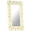 vidaXL Miroir sculpt&eacute; &agrave; la main Blanc 80x50 cm Bois de manguier massif