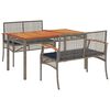 vidaXL Ensemble &agrave; manger de jardin 3 pcs coussins gris r&eacute;sine tress&eacute;e