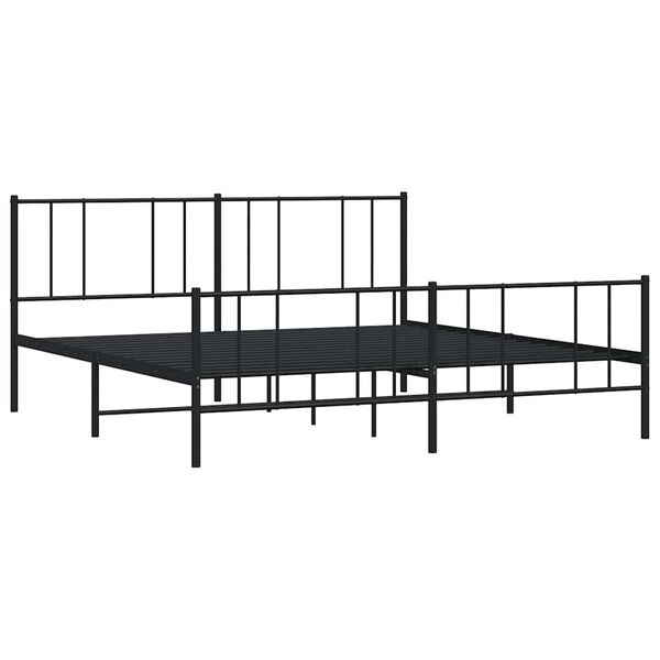 vidaXL Cadre de lit m&eacute;tal sans matelas avec pied de lit noir 183x213cm