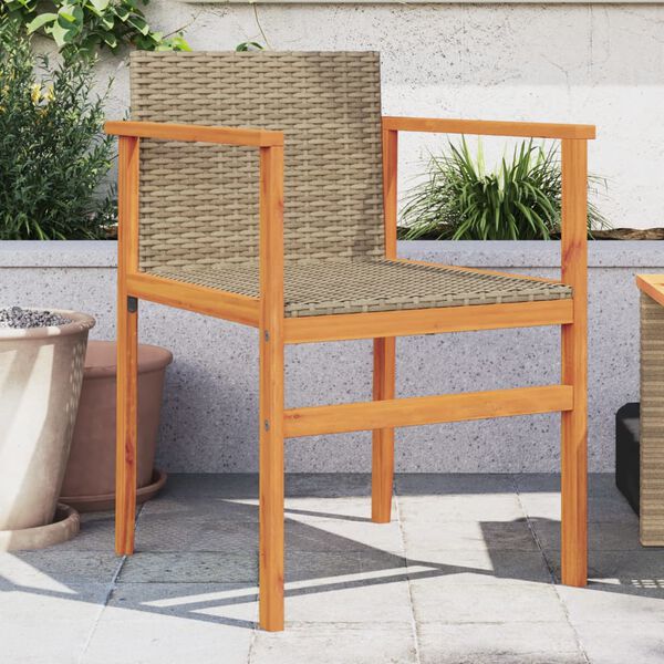 vidaXL Chaises de jardin lot de 2 beige résine tressée et bois massif
