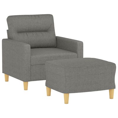 vidaXL Fauteuil avec repose-pied Gris foncé 60 cm Tissu