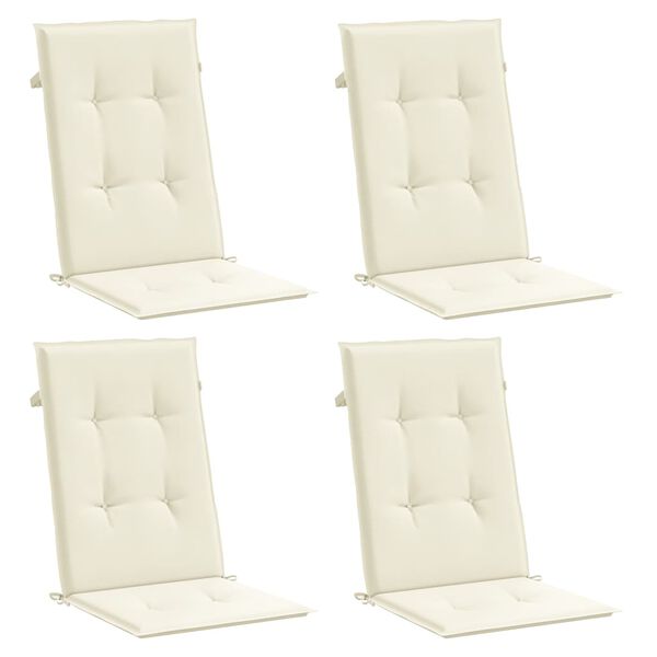 vidaXL Coussins de chaise de jardin dossier haut lot de 4 crème tissu