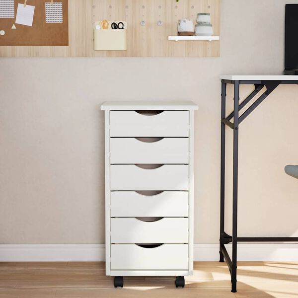vidaXL Armoire roulante avec tiroirs MOSS blanc bois de pin solide