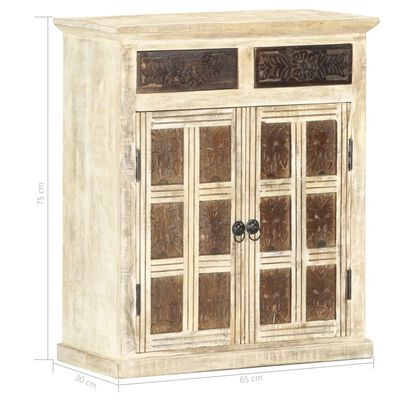 vidaXL Buffet Blanc 65x30x75 cm Bois de manguier massif