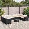 vidaXL Salon de jardin 10 pcs avec coussins noir r&eacute;sine tress&eacute;e