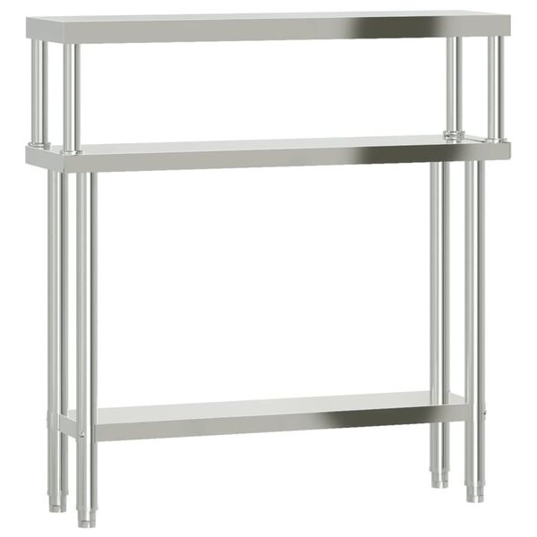 vidaXL Table de travail de cuisine avec étagère 110x30x120 cm inox