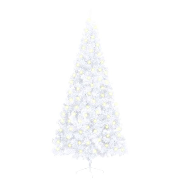 vidaXL Sapin de Noël artificiel pré-éclairé moitié/support blanc 210cm
