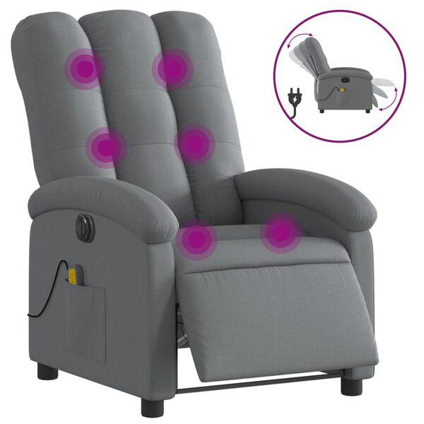 vidaXL Fauteuil inclinable de massage &eacute;lectrique gris fonc&eacute; tissu