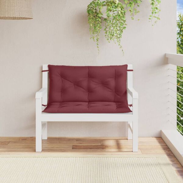 vidaXL Coussins de banc de jardin lot de 2 rouge bordeaux m&eacute;lang&eacute;