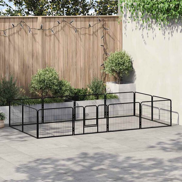 vidaXL Parc pour chiens 12 panneaux Acier 80 x 60 cm Noir