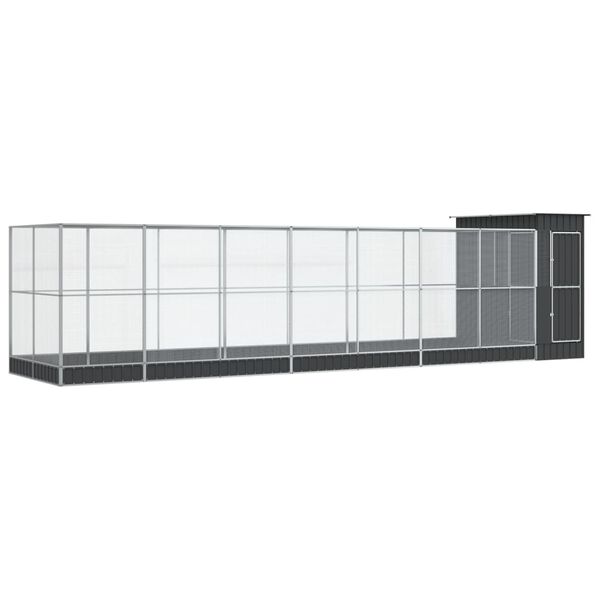 vidaXL Voli&egrave;re avec extension argent&eacute; 830x203x216 cm acier