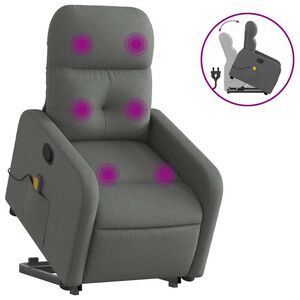 vidaXL Fauteuil inclinable de massage gris fonc&eacute; tissu