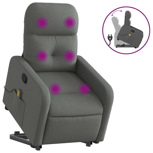 vidaXL Fauteuil inclinable de massage gris fonc&eacute; tissu