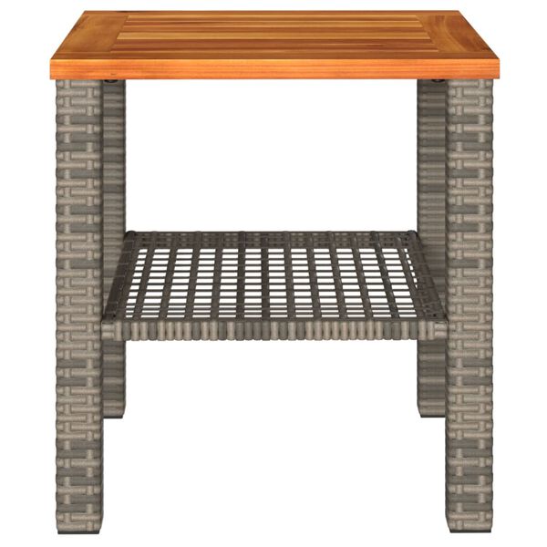 vidaXL Table de jardin gris 40x40x42 cm r&eacute;sine tress&eacute;e et bois acacia