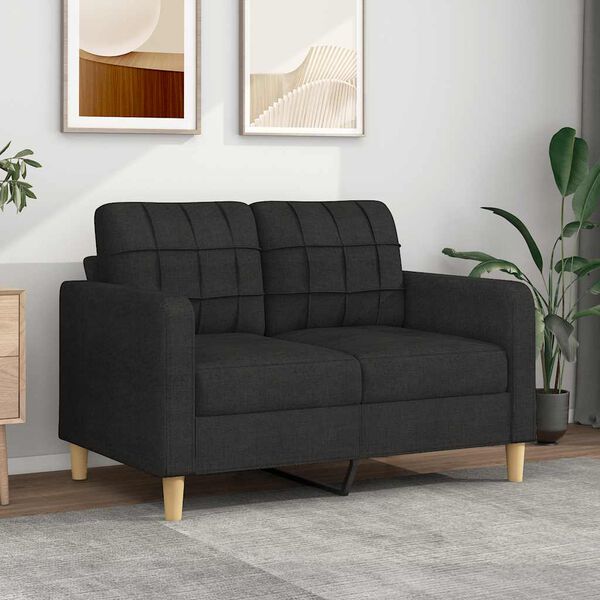 vidaXL Canap&eacute; &agrave; 2 places Noir 120 cm Tissu