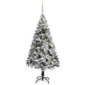 vidaXL Arbre de No&euml;l artificiel pr&eacute;-&eacute;clair&eacute; et boules vert 210 cm PVC