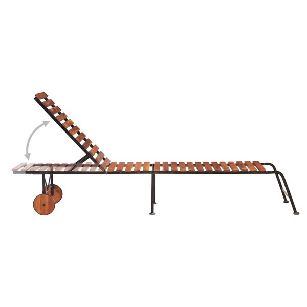 vidaXL Chaise longue avec pieds en acier bois massif d'acacia