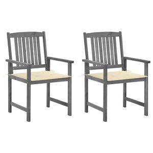 vidaXL Chaises de jardin et coussins lot de 2 Gris Bois acacia massif