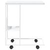 vidaXL Table d'appoint avec roues blanc 55x36x63,5cm bois d'ing&eacute;nierie