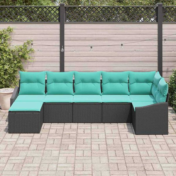 vidaXL Ensemble de canapé de jardin 8 pcs Noir et turquoise