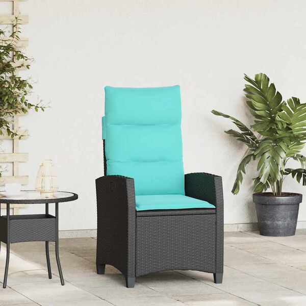 vidaXL Chaise de jardin inclinable avec table d'appoint noir polyrotin