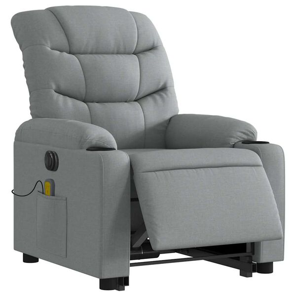 vidaXL Fauteuil inclinable de massage électrique gris clair tissu