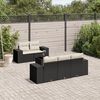 vidaXL Salon de jardin 6 pcs avec coussins noir r&eacute;sine tress&eacute;e