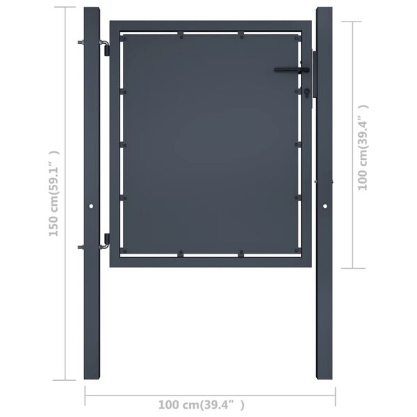 vidaXL Portail de jardin en acier 100x100 cm anthracite