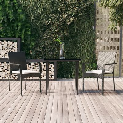 vidaXL Ensemble à manger de jardin avec coussins 3 pcs Noir