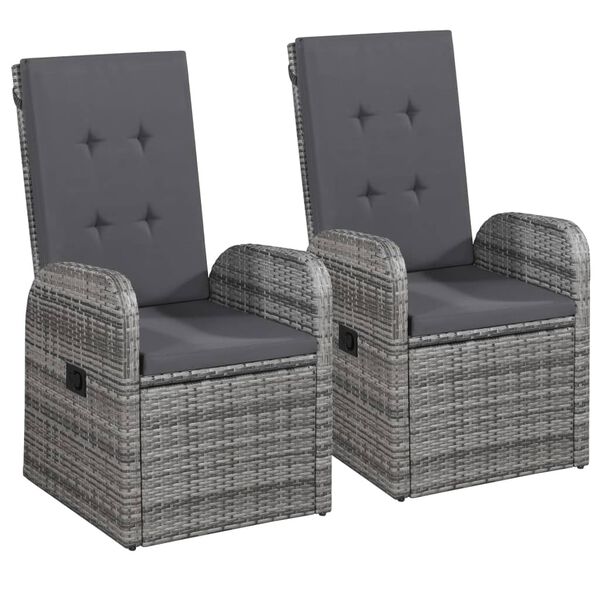 vidaXL Ensemble &agrave; manger de jardin avec coussins 3 pcs Gris