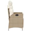 vidaXL Chaise inclinable de jardin et repose-pied beige r&eacute;sine tress&eacute;e