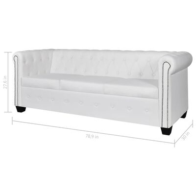 vidaXL Ensemble de canapé Chesterfield à 2/3 places blanc similicuir