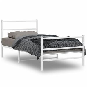 vidaXL Cadre de lit m&eacute;tal sans matelas et pied de lit blanc 100x200 cm