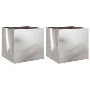 vidaXL Jardini&egrave;res 2 pcs argent&eacute; 42x40x39 cm acier inoxydable