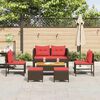 vidaXL Ensemble de canap&eacute; de jardin 6 pcs Marron et rouge polyrotin
