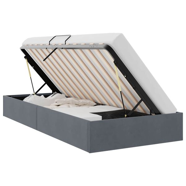 vidaXL Lit de Rangement avec matelas Gris fonc&eacute; 100 x 190 cm Velours