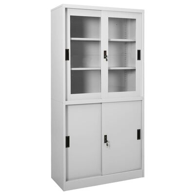 vidaXL Armoire à bureau porte coulissante Gris clair 90x40x180cm Acier