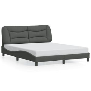 vidaXL Cadre de lit sans matelas Hvar gris fonc&eacute; 152x203 cm tissu