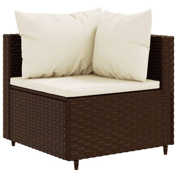vidaXL Salon de jardin avec coussins 9 pcs marron r&eacute;sine tress&eacute;e