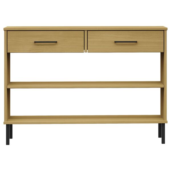 vidaXL Armoire console avec pieds en m&eacute;tal Marron Bois pin massif OSLO