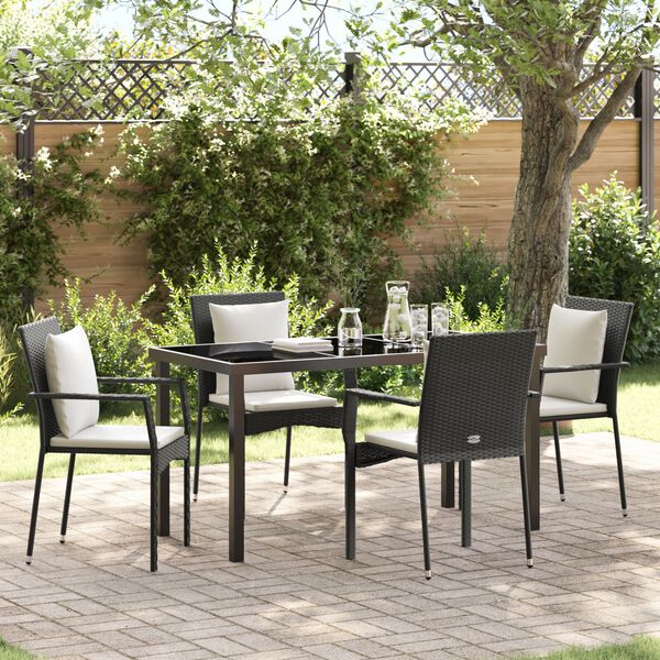 vidaXL Ensemble de salle &agrave; manger pour jardin 5 pcs Noir polyrotin