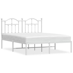 vidaXL Cadre de lit m&eacute;tal sans matelas et t&ecirc;te de lit blanc 150x200 cm
