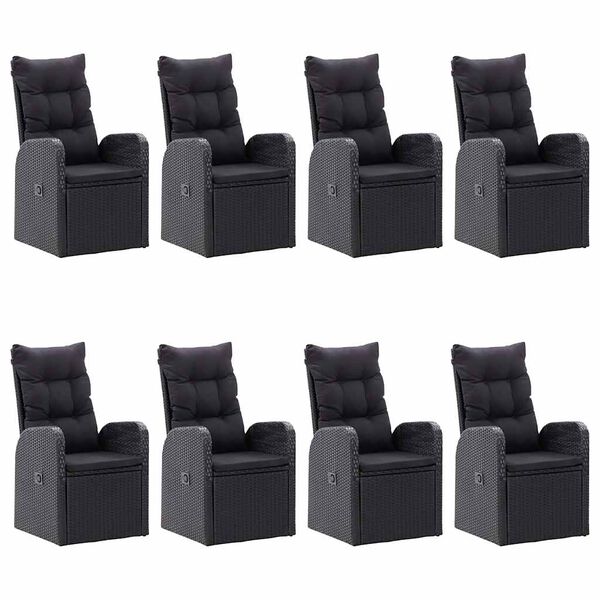 vidaXL Ensemble &agrave; manger de jardin 9 pcs Noir
