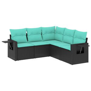 vidaXL Salon de jardin 5 pcs avec coussins noir r&eacute;sine tress&eacute;e