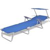 vidaXL Chaise longue avec auvent Acier Bleu