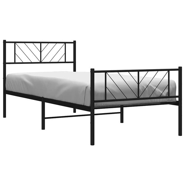 vidaXL Cadre de lit m&eacute;tal sans matelas avec pied de lit noir 100x190cm