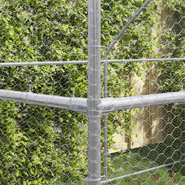 vidaXL Cage &agrave; poules 4 pcs Argent&eacute; 800 x 200 x 200 cm Acier et PE