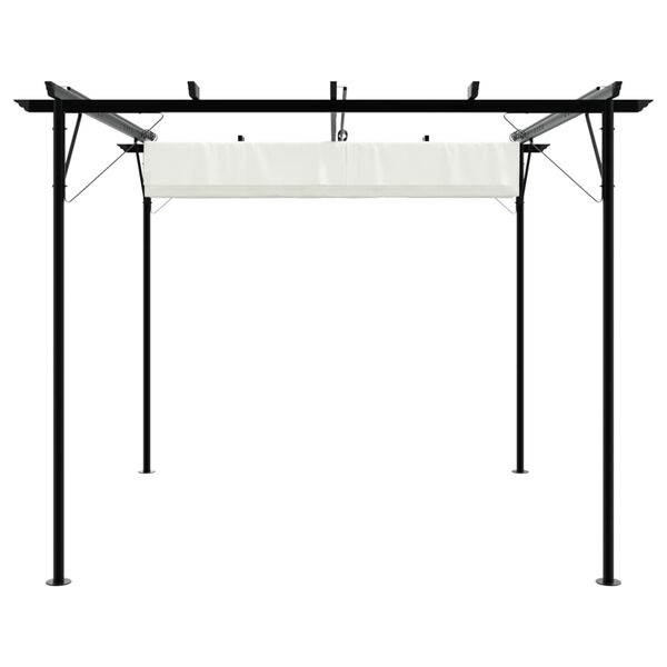 vidaXL Pergola avec toit r&eacute;tractable Blanc cr&egrave;me 3 x 3 m Acier