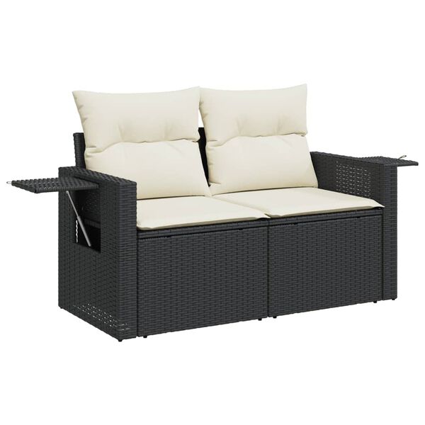 vidaXL Salon de jardin avec coussins 14 pcs noir r&eacute;sine tress&eacute;e